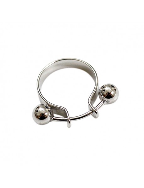 Fashion Geometry Double Beads 925 Sterling Silver Adjustable Ring