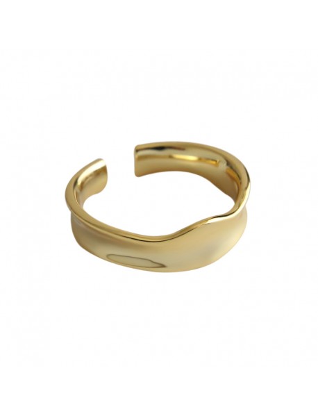Modern Simple Irregular Wave 925 Sterling Silver Adjustable Ring