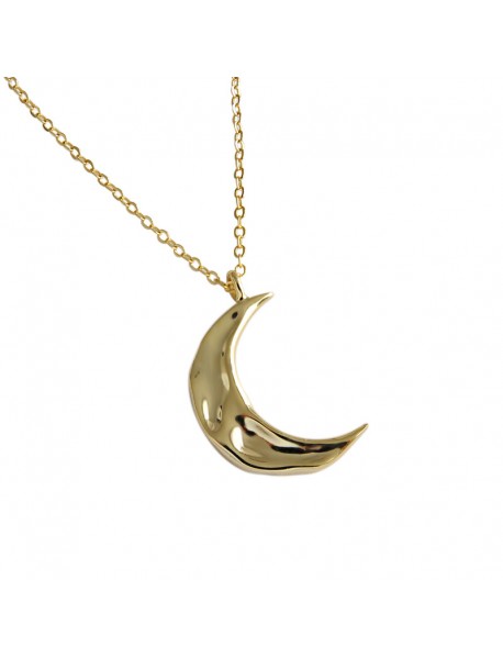 Minimalist Irregular Crescent Moon 925 Sterling Silver Necklace
