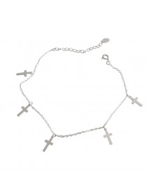 Women Mini Cross 925 Sterling Silver Anklet