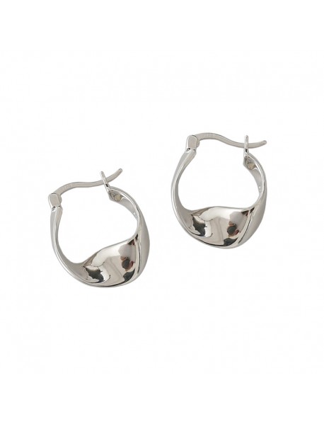 New Irregular Twisted Circle 925 Sterling Silver Hoop Earrings