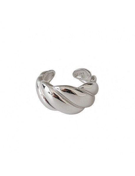 New Hot Wide Twisted Weaving 925 Sterling Silver Adjustable Ring