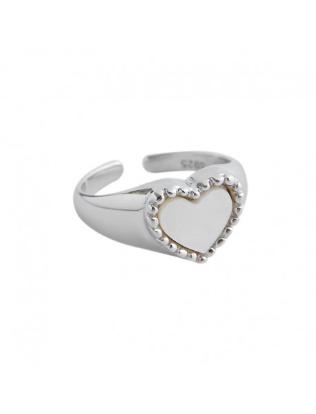 Girl Heart Mother of Shell 925 Sterling Silver Adjustable Ring