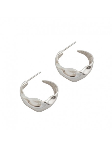 Fashion Irregular C Shape 925 Sterling Silver Hoop Earrings
