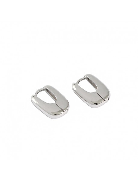 Casual Mini Geometric Ellips 925 Sterling Silver Hoop Earrings