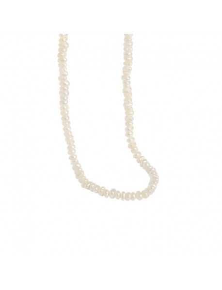 Elegant Women Irregular Natural Pearls 925 Sterling Silver Necklace