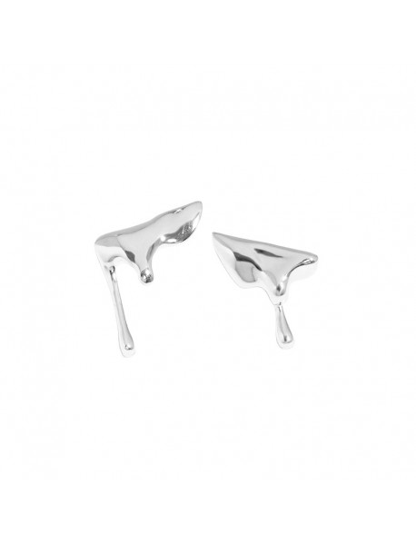 Irregular Dropping Water Asymmetry 925 Sterling Silver Stud Earrings