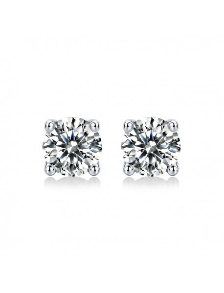 Honey Moon Four Claw Moissanite CZ 925 Sterling Silver Stud Earrings
