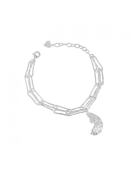 Casual Irregular Crescent Moon Hollow Chain 925 Sterling Silver Bracelet
