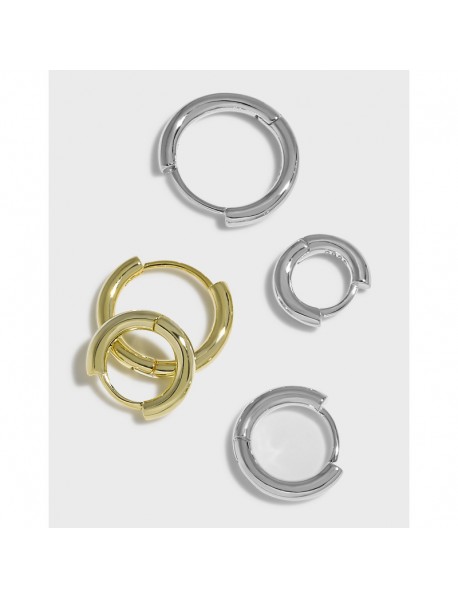 Casual Simple Geometry Circle 925 Sterling Silver Huggie Hoop Earrings
