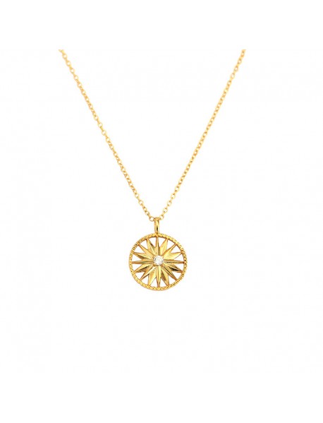 Holiday CZ Sunshine Awn Star 925 Sterling Silver Necklace