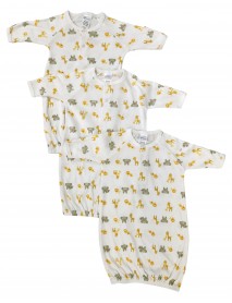 Unisex Newborn Baby 3 Piece Gown Set
