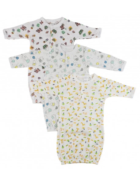 Girls Print Infant Gowns - 3 Pack