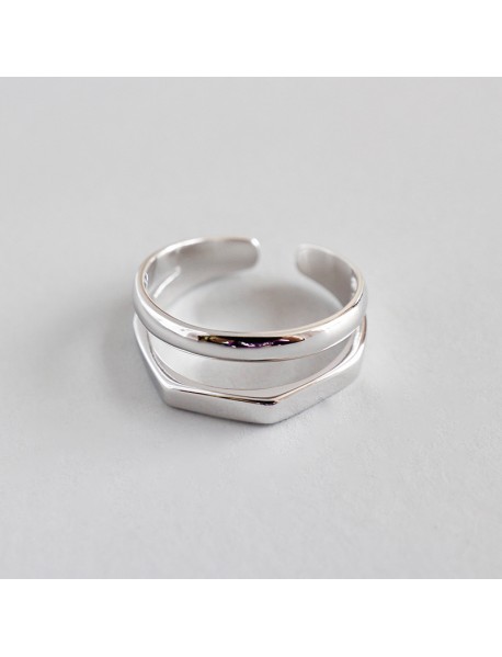 CHIC Double 925 Sterling Silver Adjustable Ring