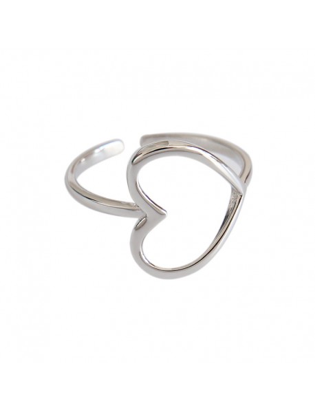 Bridesmaid Hollow Heart 925 Sterling Silver Adjustable Ring