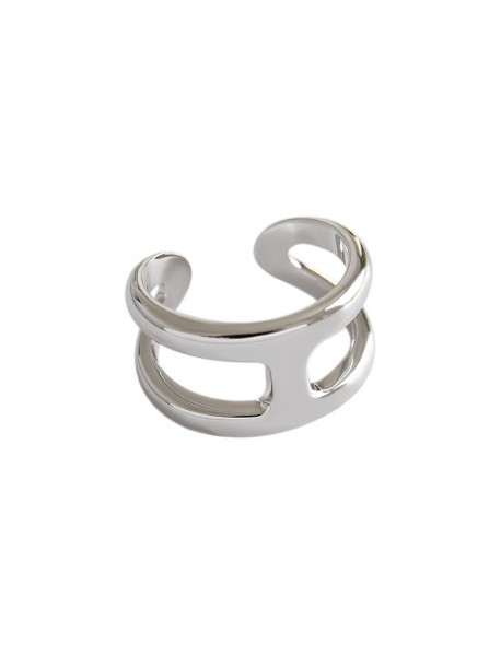 Simple H Double 925 Sterling Silver Adjustable Ring