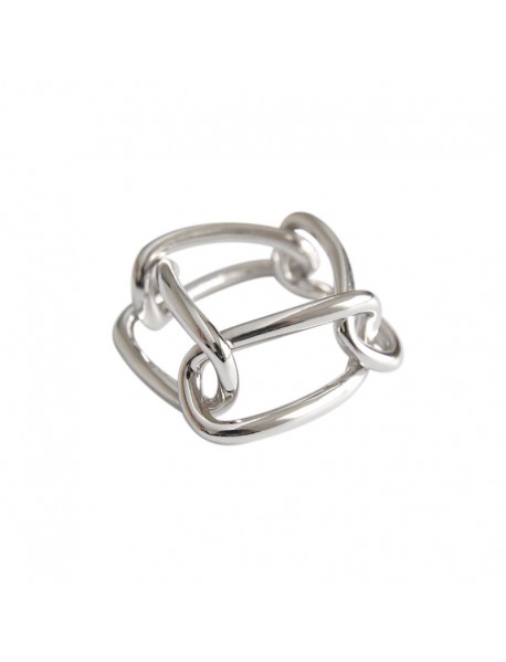 Geometric Hollow Rectangle Chain 925 Sterling Silver Ring