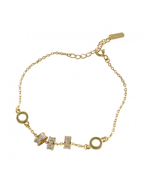 Gift CZ Lucky Transfer Beads Circles 925 Sterling Silver Bracelet