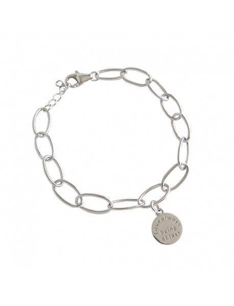 Simple Letters Tag 925 Sterling Silver Hollow Chain Bracelet