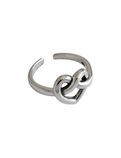 Retro Hollow Heart Knot 925 Sterling Silver Adjustable Ring