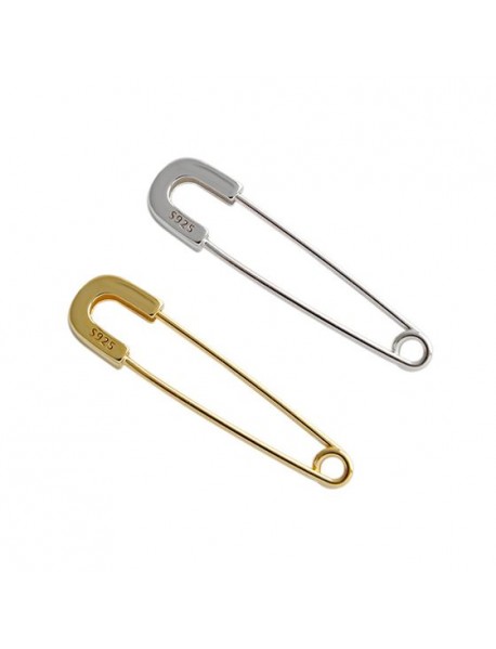 Fashion Safety Pin 925 Sterling Silver Earrings