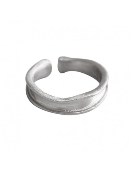 Causal Irregular Concave 925 Sterling Silver Adjustable Ring