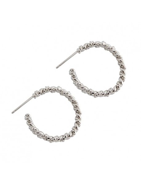 Fashion Twisted Circles 925 Sterling Silver Hoop Earrings