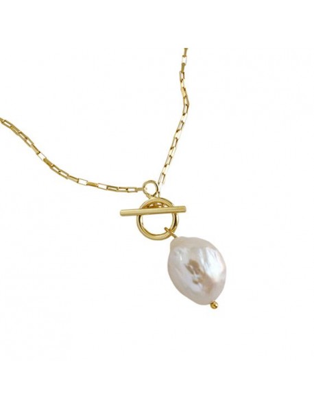 Fashion Irregular Natural Pearl 925 Sterling Silver Necklace