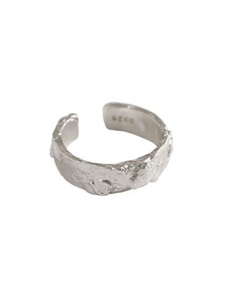 Irregular Folds 925 Sterling Silver Adjustable Ring