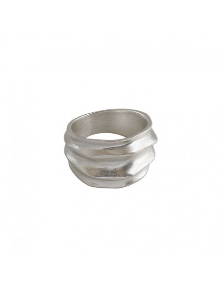 Irregular Screw 925 Sterling Silver Wide Ring