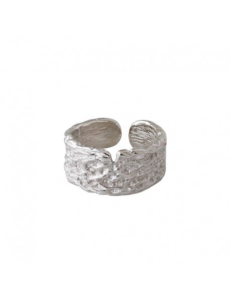 Simple Irregular Wide 925 Sterling Silver Adjustable Ring