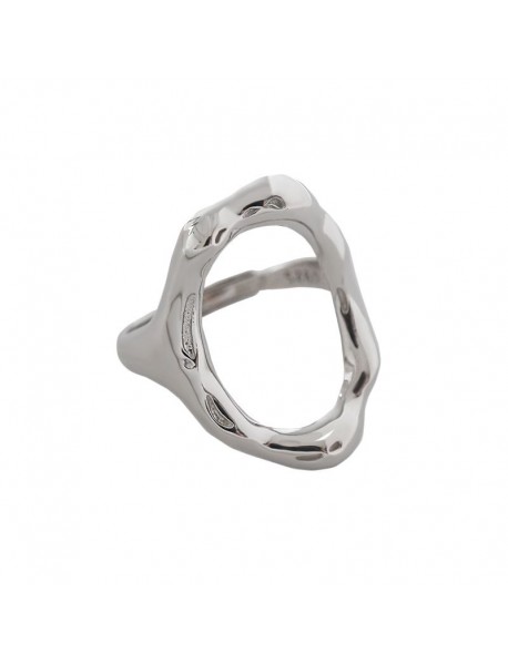 Simple Irregular O Shape 925 Sterling Silver Adjustable Ring