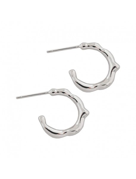 Simple Irregular Circle 925 Sterling Silver Hoop Earrings
