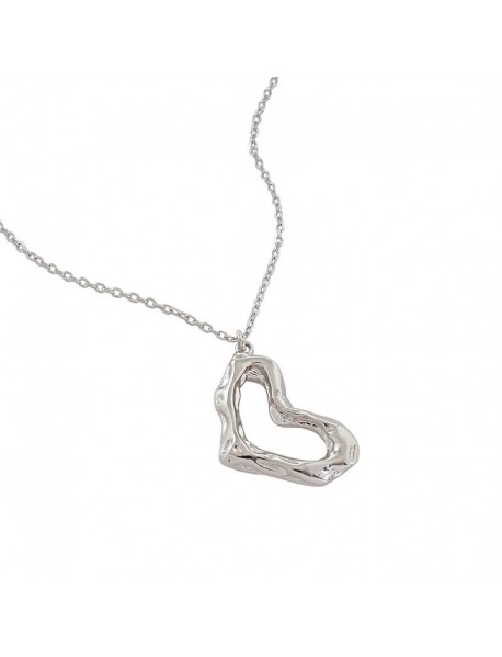 Irregular Hollow Heart 925 Sterling Silver Necklace