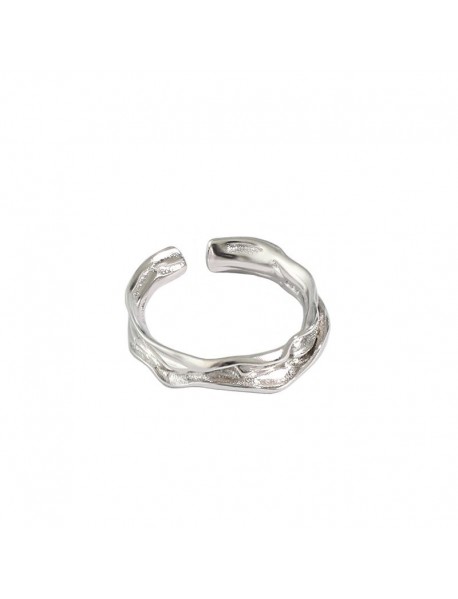 Fashion Irregular Texture 925 Sterling Silver Adjustable Ring