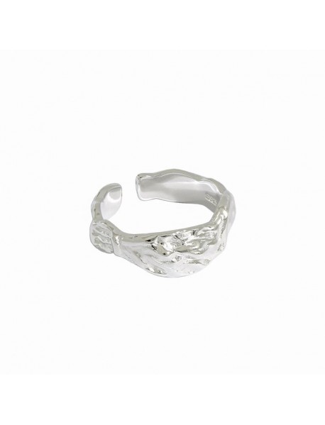 Casual Irregular Face 925 Sterling Silver Adjustable Ring