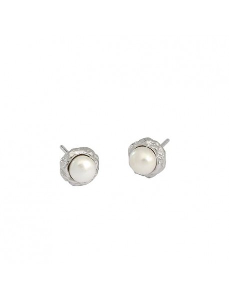 Fashion Irregular Freshwater Pearl 925 Sterling Silver Stud Earrings