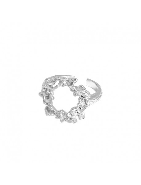 Irregular Geometry Hollow 925 Sterling Silver Adjustable Ring