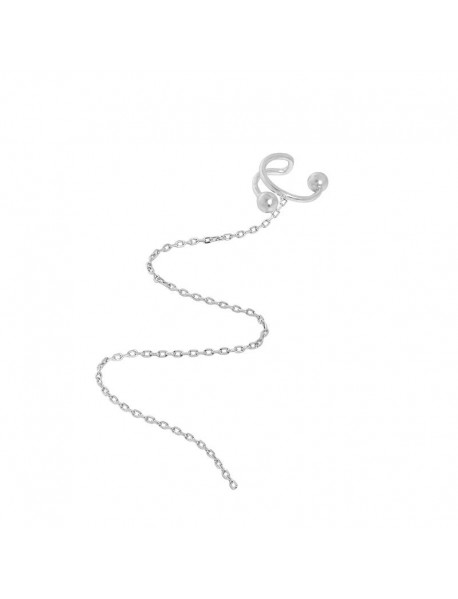 Fashion C Shape Chain Tassels 925 Sterling Silver Non-Pierced Earring(Single)