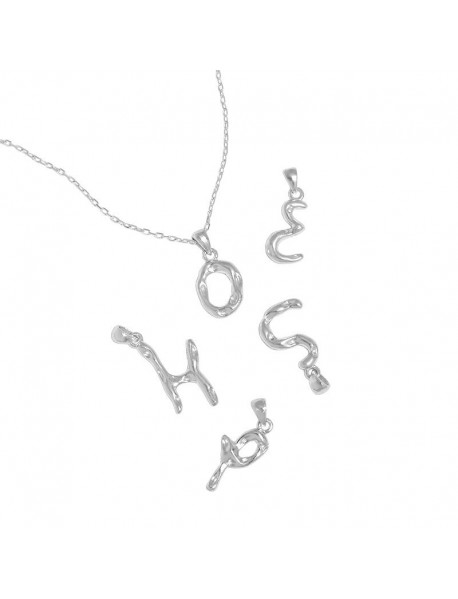 Simple Irregular Letters A-Z 925 Sterling Silver Pendant