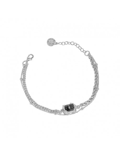 Classic Created Tourmaline Double Layer 925 Sterling Silver Bracelet