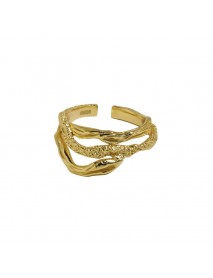 Animal Hollow Gold Snake 925 Sterling Silver Adjustable Ring