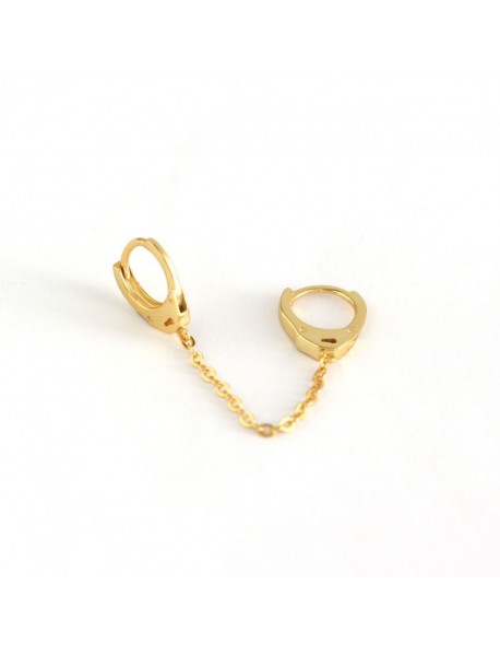 Fashion Double Holes Chain 925 Sterling Silver Hoop Earring(Single)