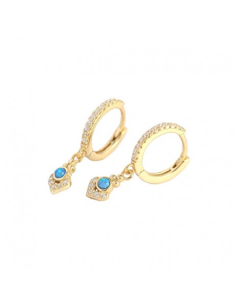 Elegant Geometry Bohemia Created Opal 925 Sterling Silver Hoop Earrings