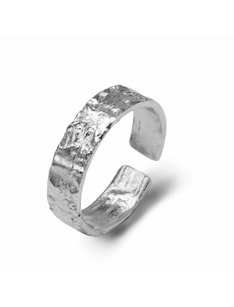 Simple Asymmetric Concave Convex 925 Sterling Silver Adjustable Ring