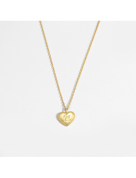 Love Your More Letters Heart 925 Sterling Silver Necklace